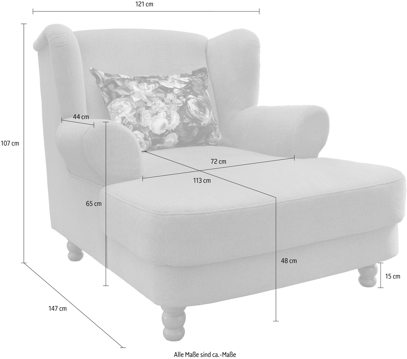 Home affaire Loveseat Tassilo Big Mega Ohrensessel, viel Platz und bequem, Breite 121cm – Bild 4 von 5