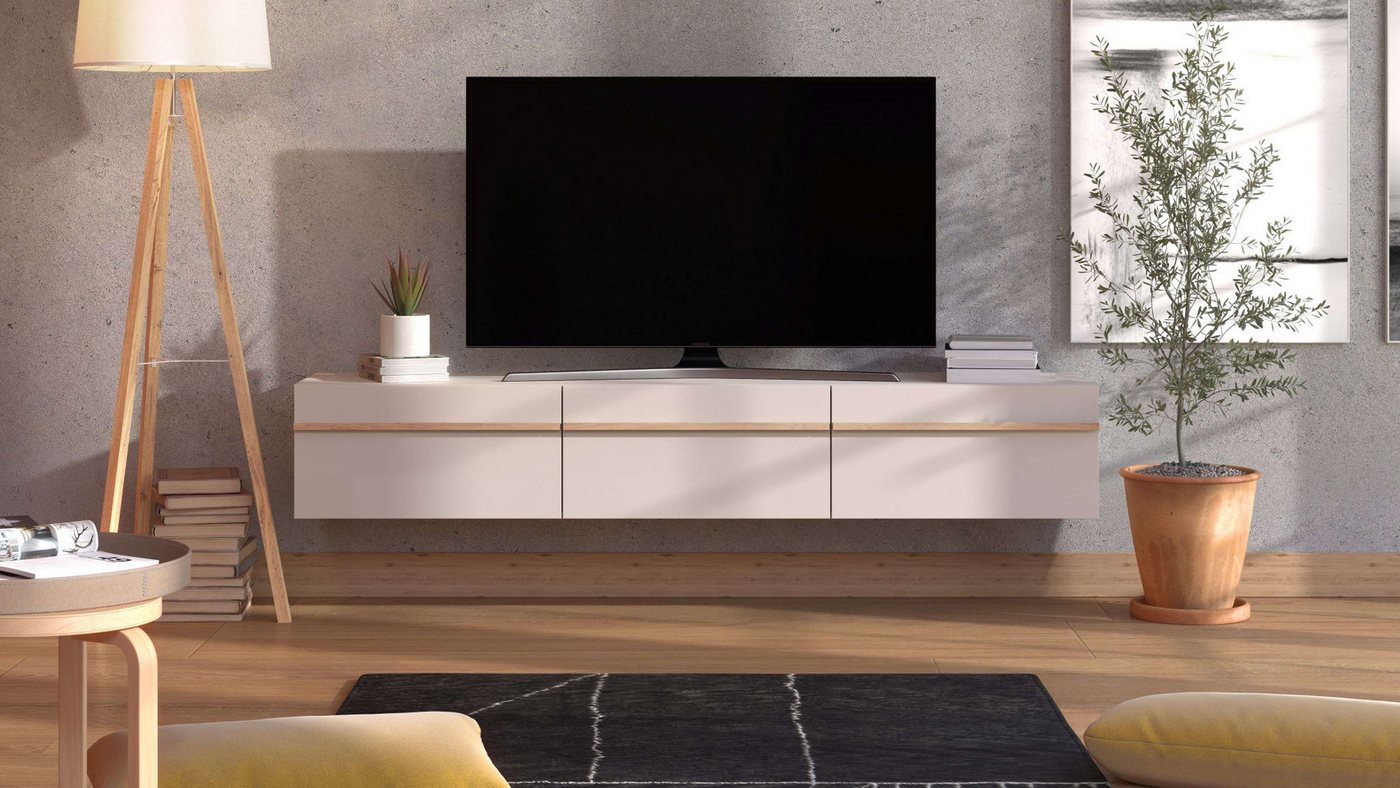 Home affaire Lowboard Arles TV-Kommode, Breite 128 /154/192 cm, TV-Schrank, Wandmontage, mit geschlossenen Fächern, in Kaschmir Farbe, mit Klappentüren – Bild 2 von 5