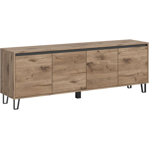 Home affaire Lowboard BALTIC, Breite 184cm, grifflose Fronten, Metall-Füße,4 Türen, 4 Fächer, TV-Möbel, TV-Schrank, TV-Lowboard, Mediaboard