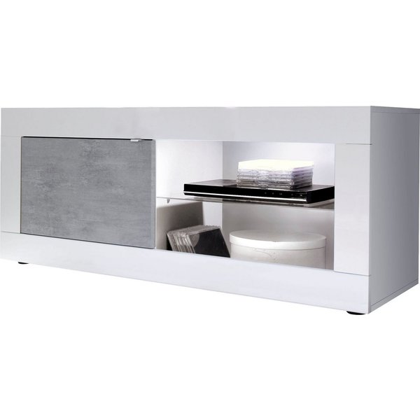 Home affaire Lowboard Basic Breite 140 cm, TV-Board 1 Tür, 2 offene Fächer (Glasboden), TV-Kommode, Metallgriff, moderne Rahmenoptik, Farbauswahl
