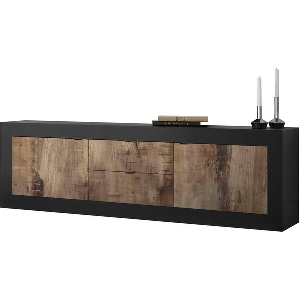 Home affaire Lowboard Basic Breite 210 cm, TV-Board 2 Türen, 2 Schubkästen, TV-Schrank, Metallgriff, moderne Rahmenoptik, viel Stauraum, Farbauswahl