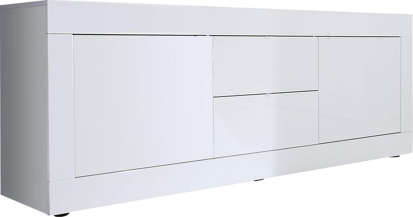 Home affaire Lowboard Basic Breite 210 cm, TV-Board 2 Türen, 2 Schubkästen, TV-Schrank, Metallgriff, moderne Rahmenoptik, viel Stauraum, Farbauswahl – Bild 2 von 5
