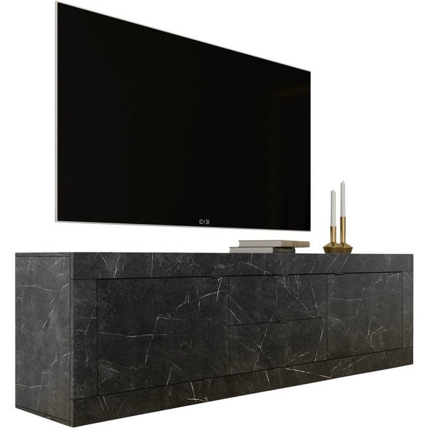 Home affaire Lowboard Basic Breite 210 cm, TV-Board 2 Türen, 2 Schubkästen, TV-Schrank, Metallgriff, moderne Rahmenoptik, viel Stauraum, Farbauswahl