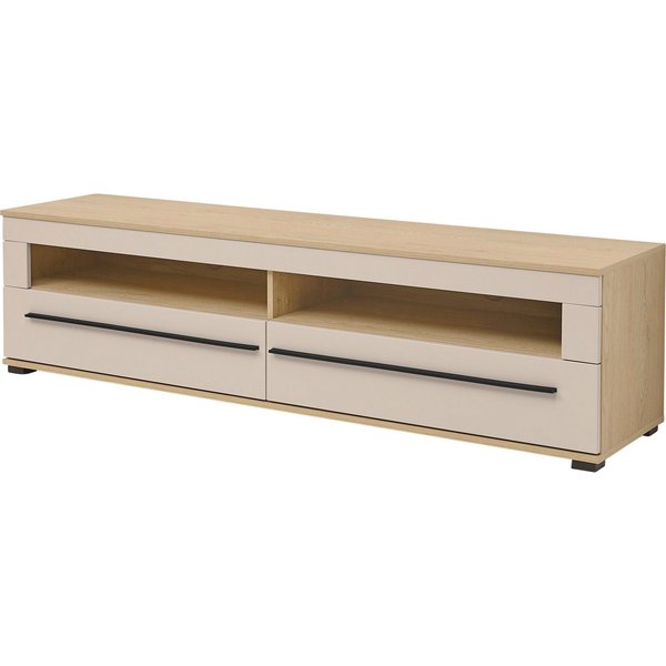 Home affaire Lowboard Cantara, TV-Unterteil modern, Kommode in Eiche Evoke, Weiß o Kaschmir, schwarze Stangengriffe, ausreichend Stauraum, vielseitig einsetzbar