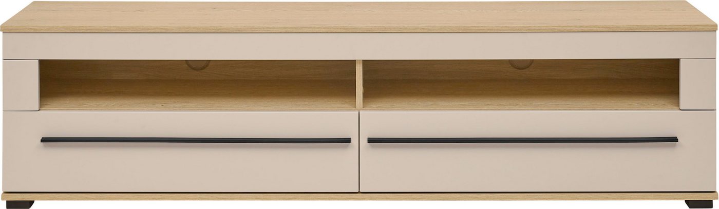 Home affaire Lowboard Cantara, TV-Unterteil modern, Kommode in Eiche Evoke, Weiß o Kaschmir, schwarze Stangengriffe, ausreichend Stauraum, vielseitig einsetzbar – Bild 3 von 5