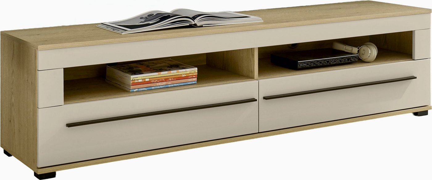 Home affaire Lowboard Cantara, TV-Unterteil modern, Kommode in Eiche Evoke, Weiß o Kaschmir, schwarze Stangengriffe, ausreichend Stauraum, vielseitig einsetzbar – Bild 4 von 5