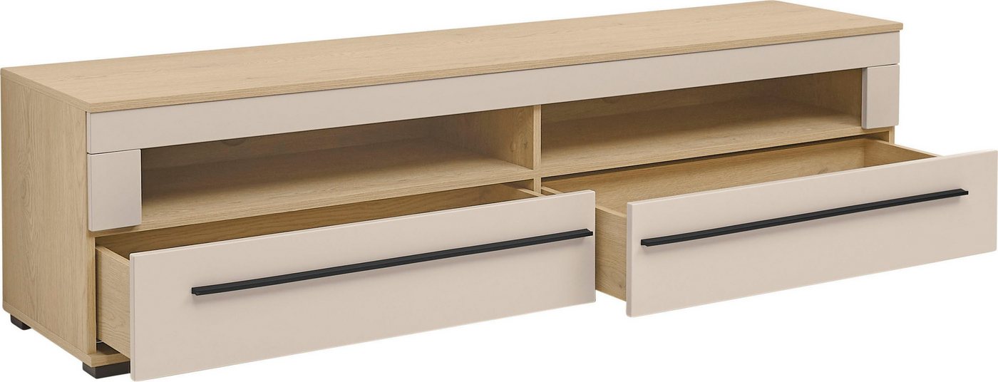 Home affaire Lowboard Cantara, TV-Unterteil modern, Kommode in Eiche Evoke, Weiß o Kaschmir, schwarze Stangengriffe, ausreichend Stauraum, vielseitig einsetzbar – Bild 5 von 5