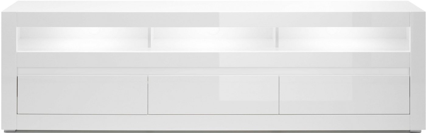 Home affaire Lowboard Carat, Breite 217 cm, Zierleiste 1x betonfarben und 1x weiß – Bild 2 von 5