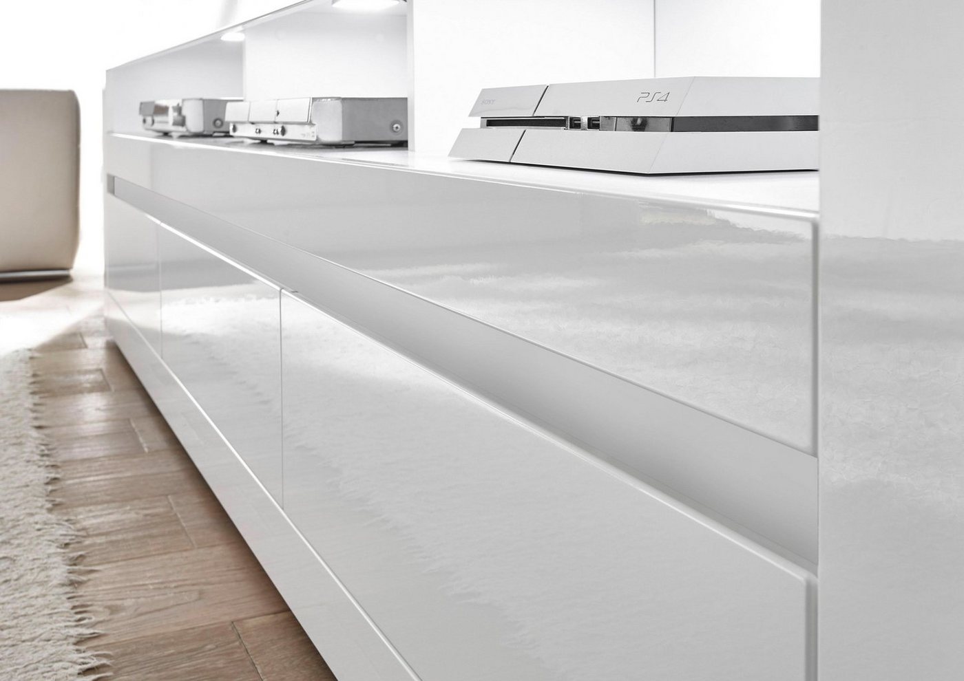 Home affaire Lowboard Carat, Breite 217 cm, Zierleiste 1x betonfarben und 1x weiß – Bild 5 von 5