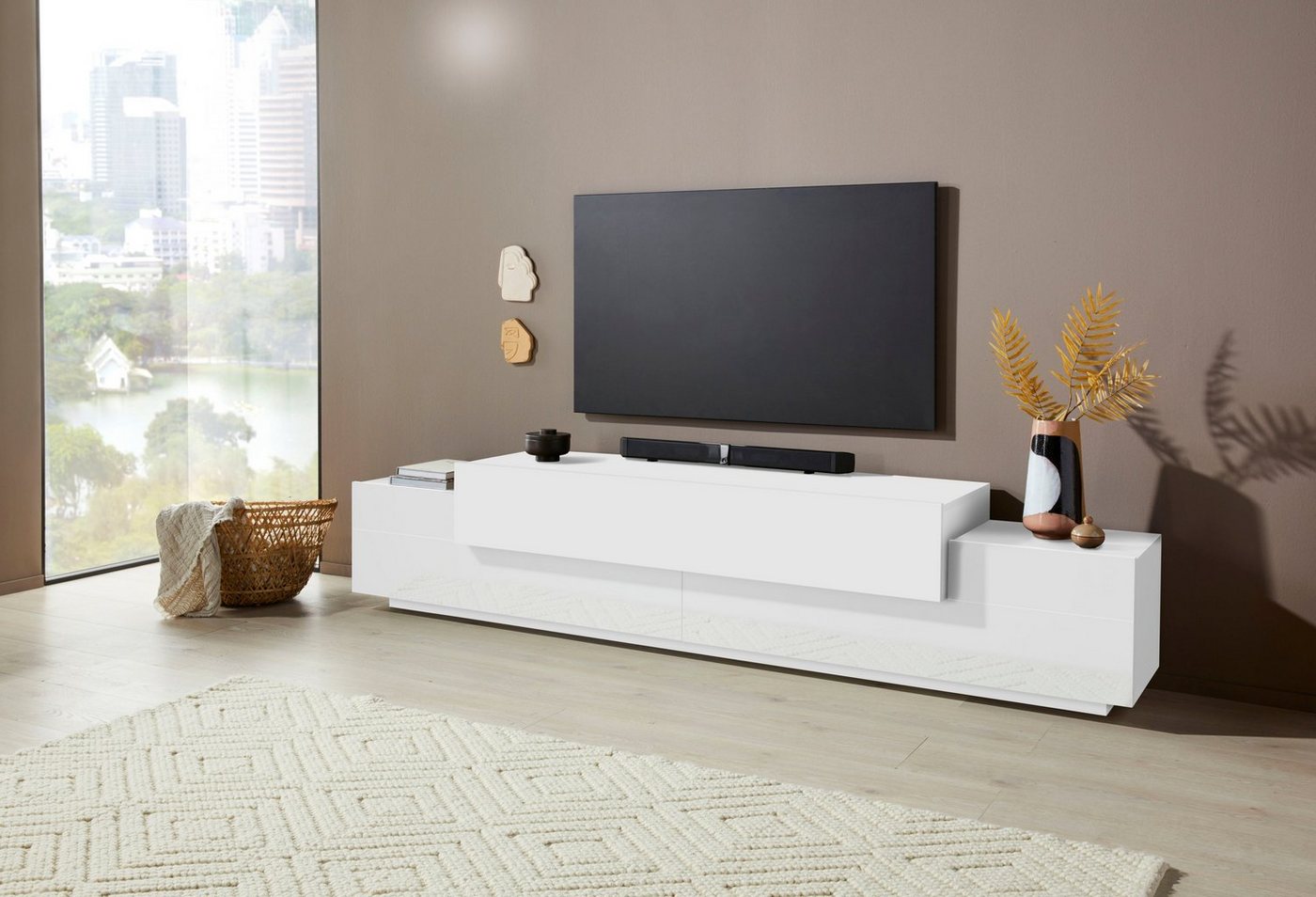 Home affaire Lowboard Coro,Lowboard,TV-Kommode,TV-Möbel,TV-Bank, mit 3 Klappen, (B/T/H) 240x45x51,6 cm – Bild 2 von 5