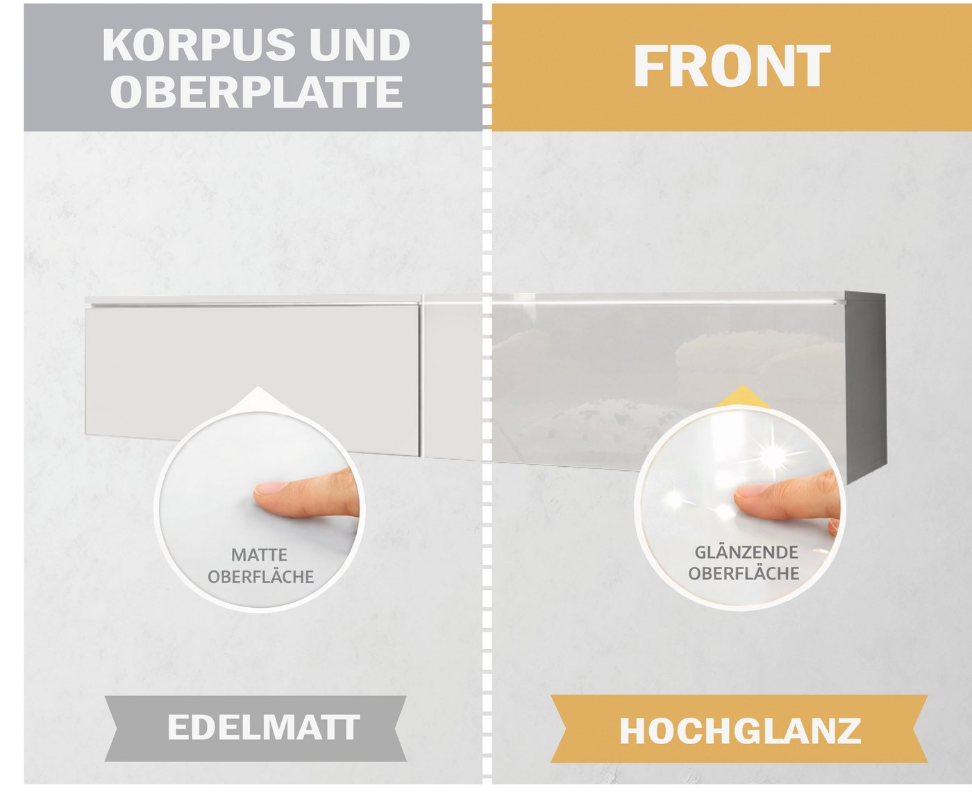 Home affaire Lowboard LOWBOARD D, wahlweise mit oder ohne Beleuchtung, modernes TV-Board ohne Griffe, mit viel Stauraum,stehend und hängend – Bild 5 von 5