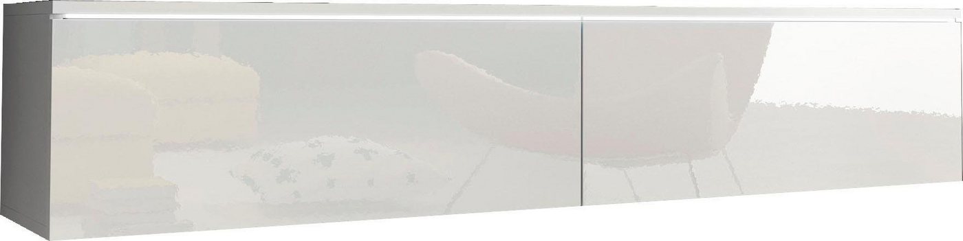 Home affaire Lowboard LOWBOARD D, wahlweise mit oder ohne Beleuchtung, modernes TV-Board ohne Griffe, mit viel Stauraum,stehend und hängend – Bild 2 von 5