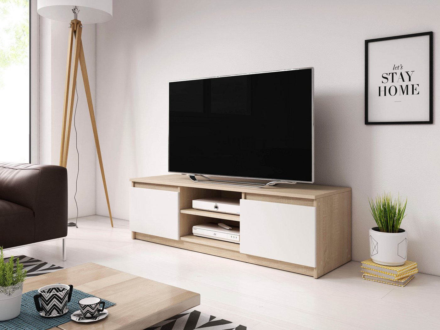 Home affaire Lowboard DINGO, zeitloser TV-Schrank, TV-Board Breite 120 cm, grifflose Fernsehschrank – Bild 3 von 5