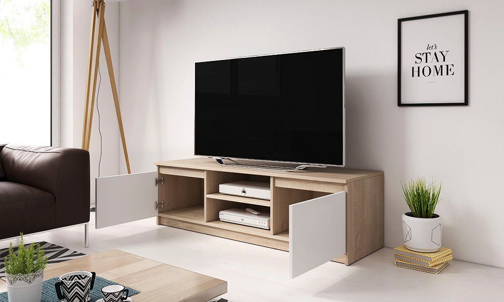 Home affaire Lowboard DINGO, zeitloser TV-Schrank, TV-Board Breite 120 cm, grifflose Fernsehschrank – Bild 4 von 5