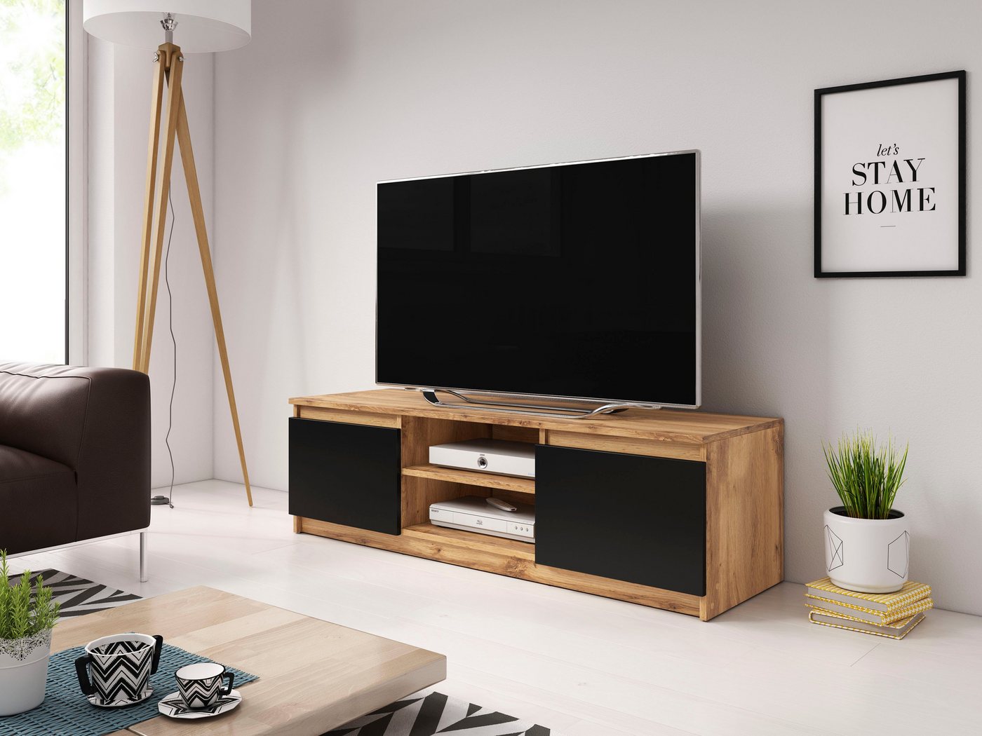 Home affaire Lowboard DINGO, zeitloser TV-Schrank, TV-Board Breite 120 cm, grifflose Fernsehschrank – Bild 4 von 5