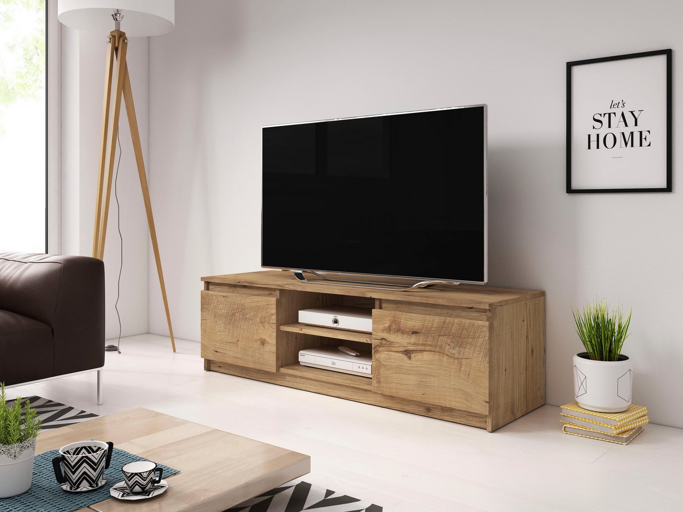 Home affaire Lowboard DINGO, zeitloser TV-Schrank, TV-Board Breite 120 cm, grifflose Fernsehschrank – Bild 4 von 5