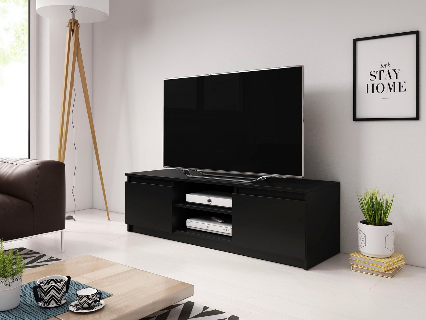 Home affaire Lowboard DINGO, zeitloser TV-Schrank, TV-Board Breite 120 cm, grifflose Fernsehschrank – Bild 3 von 5