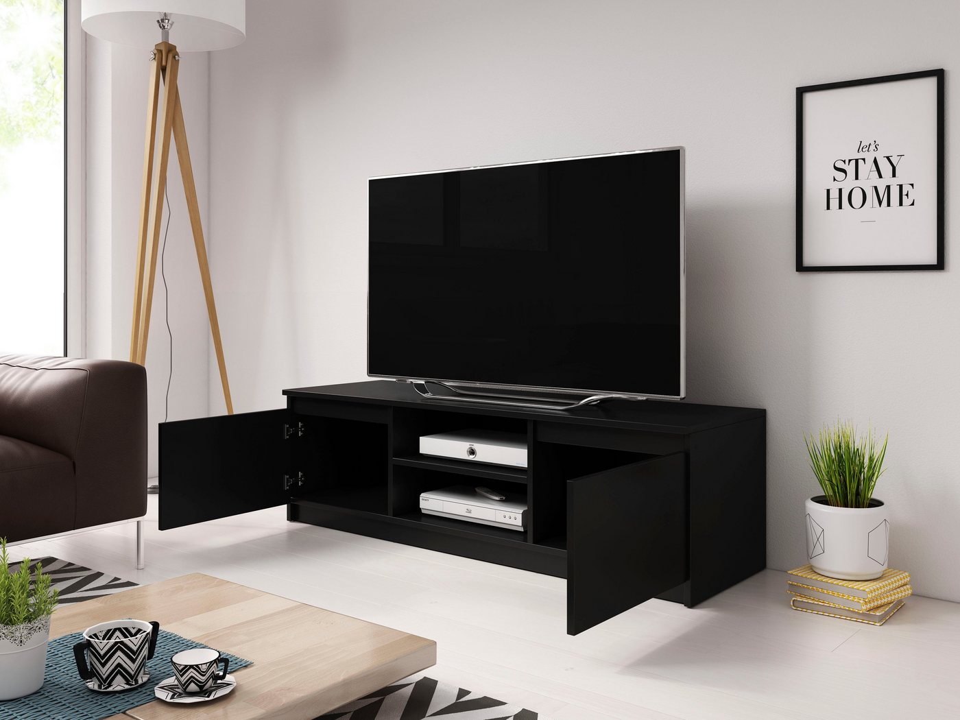Home affaire Lowboard DINGO, zeitloser TV-Schrank, TV-Board Breite 120 cm, grifflose Fernsehschrank – Bild 4 von 5