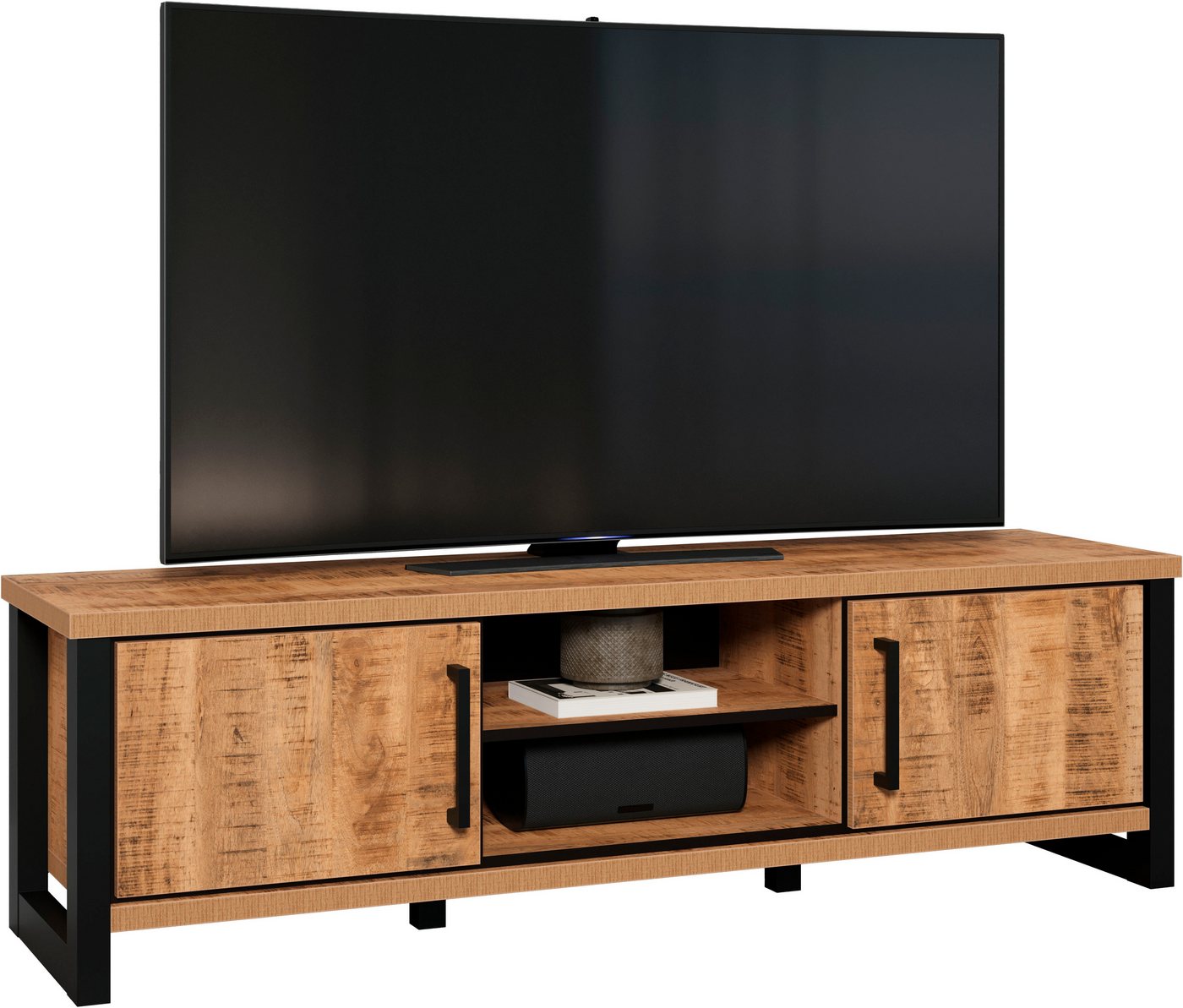Home affaire Lowboard Elda (1 St), TV Lowboard mit 2 Türen und 2 offenen Fächern – (B/T/H) 166/45/50 cm – Bild 2 von 5