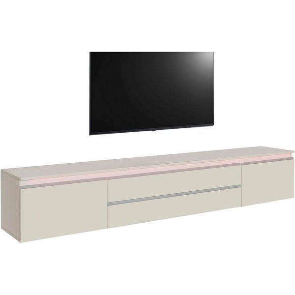Home affaire Lowboard Magic,Lowboard,TV-Kommode,TV-Möbel,TV-Bank, Alugriff, 2 Türen, 2 Schubkästen, B/T/H 240×40×40 cm, kaschmir matt