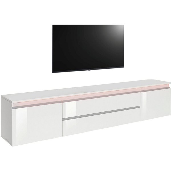 Home affaire Lowboard Magic,Lowboard,TV-Kommode,TV-Möbel,TV-Bank, Hochglanzlackiert, Alugriff, 2 Türen, 2 Schubkästen,B/T/H 240×40×55 cm