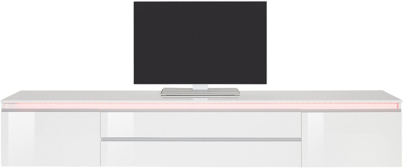 Home affaire Lowboard Magic,Lowboard,TV-Kommode,TV-Möbel,TV-Bank, Hochglanzlackiert, Alugriff, 2 Türen, 2 Schubkästen,B/T/H 240×40×40 cm – Bild 3 von 5