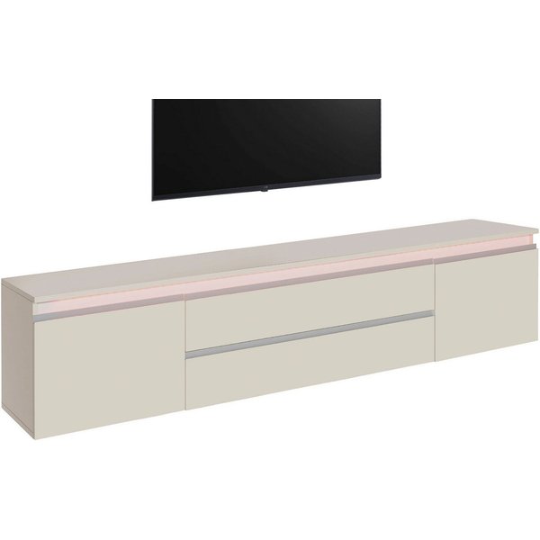 Home affaire Lowboard Magic,Lowboard,TV-Kommode,TV-Möbel,TV-Bank, Alugriff,2Türen,2 Schubkästen, Höhe 55 cm, B/T 240×40 cm,kaschmir matt
