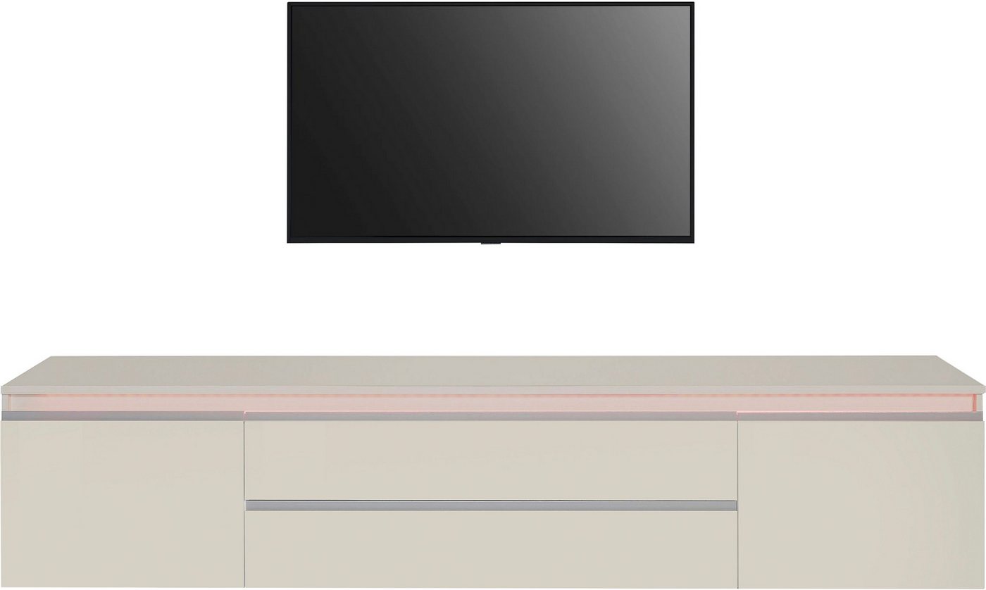 Home affaire Lowboard Magic,Lowboard,TV-Kommode,TV-Möbel,TV-Bank, Alugriff,2Türen,2 Schubkästen, Höhe 55 cm, B/T 240×40 cm,kaschmir matt – Bild 2 von 5