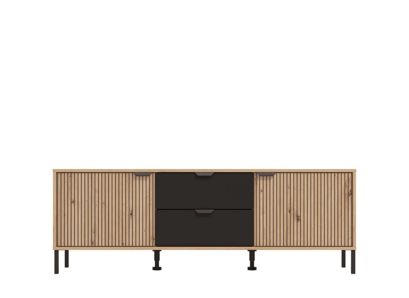 Home affaire Lowboard Mayenne, TV-Lowboard, Breite 157 cm, TV-Kommode, Türen mit Rillen-Optik, 2 Schubkästen – Bild 5 von 5