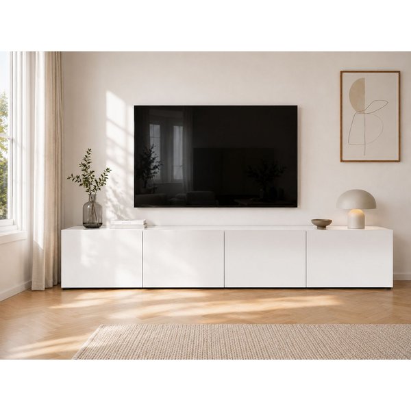 Home affaire Lowboard Mister, TV-Board, TV-Bank, TV-Kommode, TV-Möbel, mit 4 Klappen, komplett Hochglanz Lackiert, Breite 225 cm