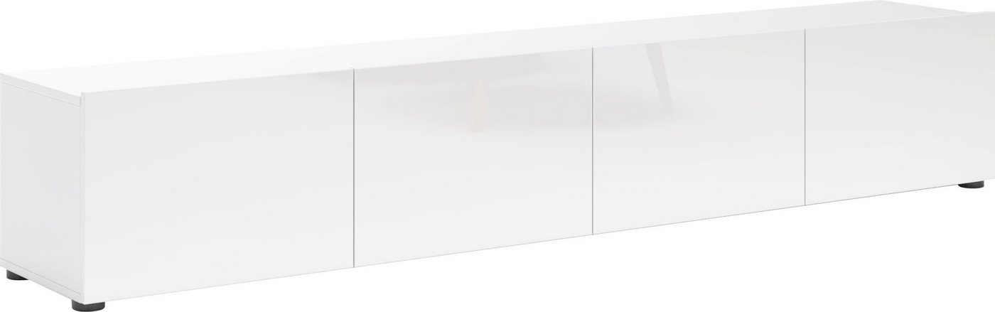 Home affaire Lowboard Mister, TV-Board, TV-Bank, TV-Kommode, TV-Möbel, mit 4 Klappen, komplett Hochglanz Lackiert, Breite 225 cm – Bild 2 von 5