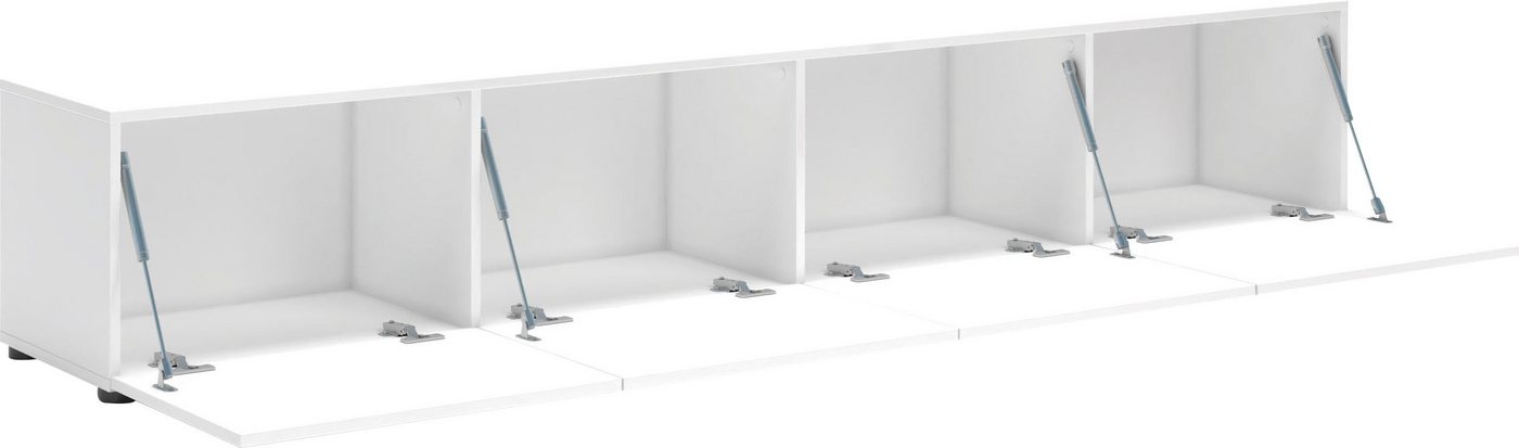 Home affaire Lowboard Mister, TV-Board, TV-Bank, TV-Kommode, TV-Möbel, mit 4 Klappen, komplett Hochglanz Lackiert, Breite 225 cm – Bild 5 von 5