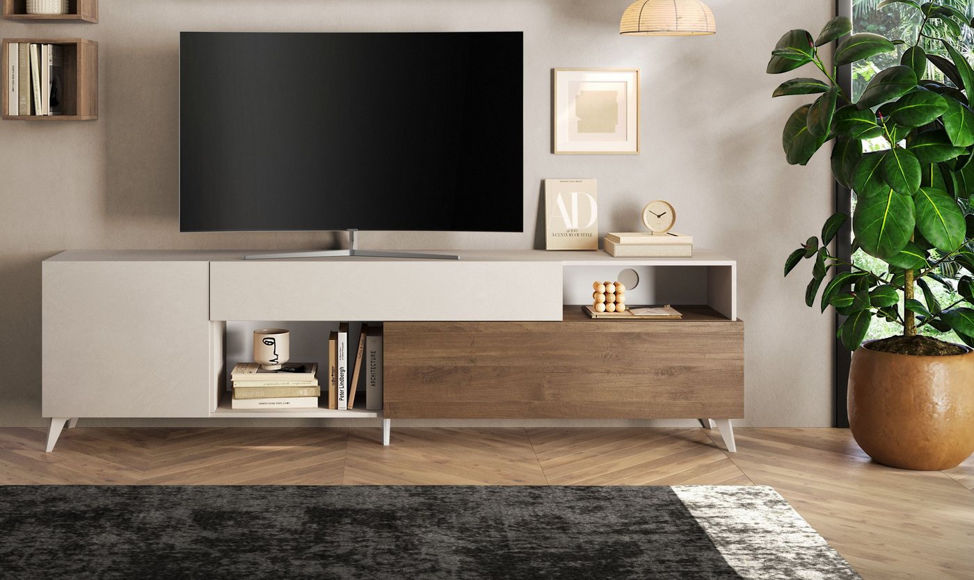 Home affaire Lowboard Monaco in Breite 241 cm, TV-Schrank mit Tür, Klappe und Schubkasten, Mediaboard – sanft schließend, edel, mit Kabelkanal, spürbar geräumig – Bild 2 von 5