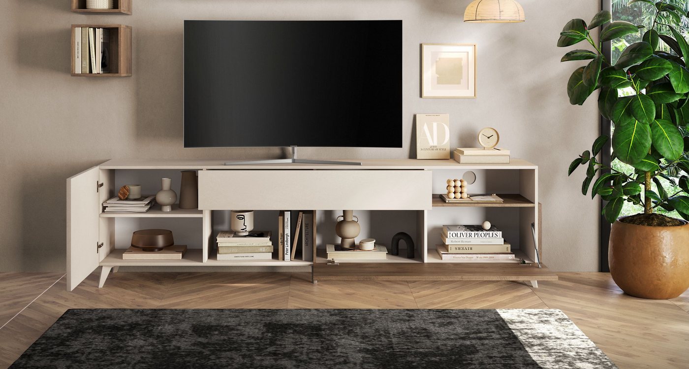 Home affaire Lowboard Monaco in Breite 241 cm, TV-Schrank mit Tür, Klappe und Schubkasten, Mediaboard – sanft schließend, edel, mit Kabelkanal, spürbar geräumig – Bild 5 von 5
