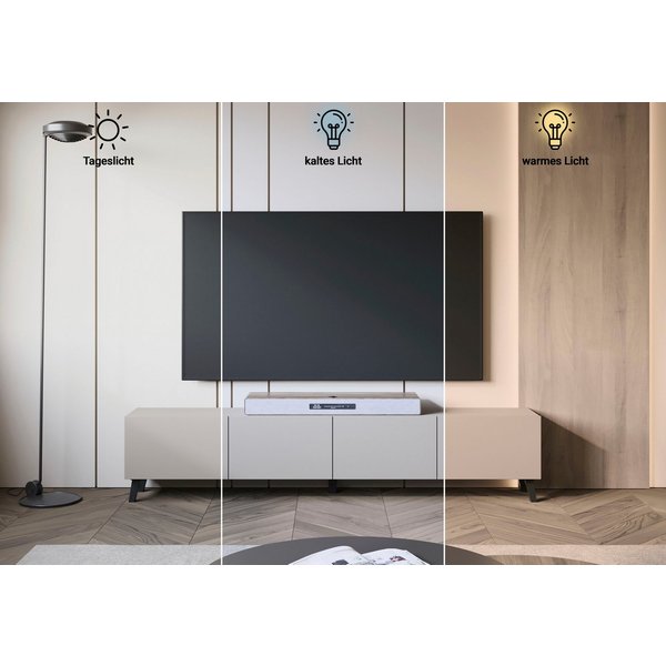 Home affaire Lowboard LOWBOARD PHUKET II, TV-Kommode Breite 190cm (1 St), Modernes, griffloses Design mit 4 Klappen in eleganten, matten Farben