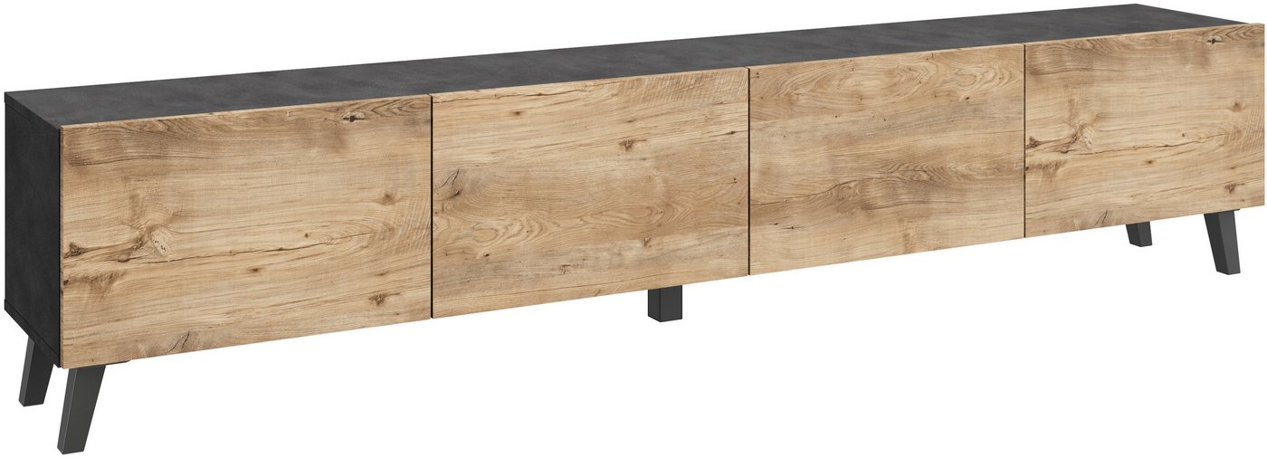 Home affaire Lowboard LOWBOARD PHUKET II, TV-Kommode Breite 190cm (1 St), Modernes, griffloses Design mit 4 Klappen in eleganten, matten Farben – Bild 2 von 5