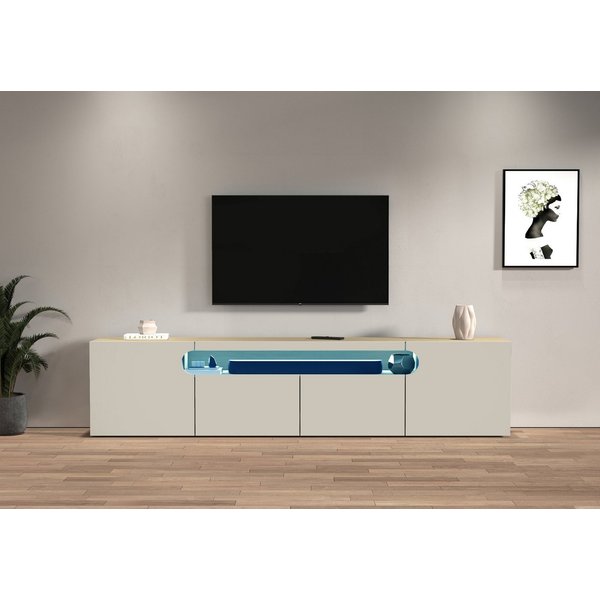 Home affaire Lowboard REAL TV-Möbel, 240 cm breit, 40/60 cm hoch, Hochglanz oder matt, Mit 4 Türen, davon 2 abgerundet, die ein ovales offenes Fach bilden