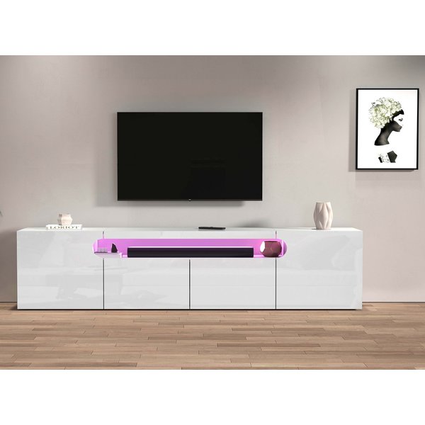 Home affaire Lowboard REAL TV-Möbel, 240 cm breit, 40/60 cm hoch, Hochglanz oder matt, Mit 4 Türen, davon 2 abgerundet, die ein ovales offenes Fach bilden