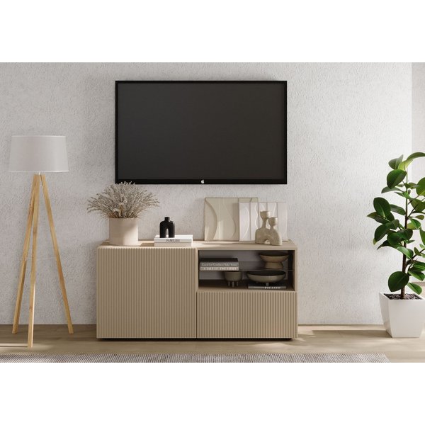 Home affaire Lowboard Rio Breite 120 cm, TV-Board 1 Tür u. 1 Schubkasten, TV-Schrank, geriffelte MDF-Fronten, modern u. elegant, Kabelführung, platzsparend
