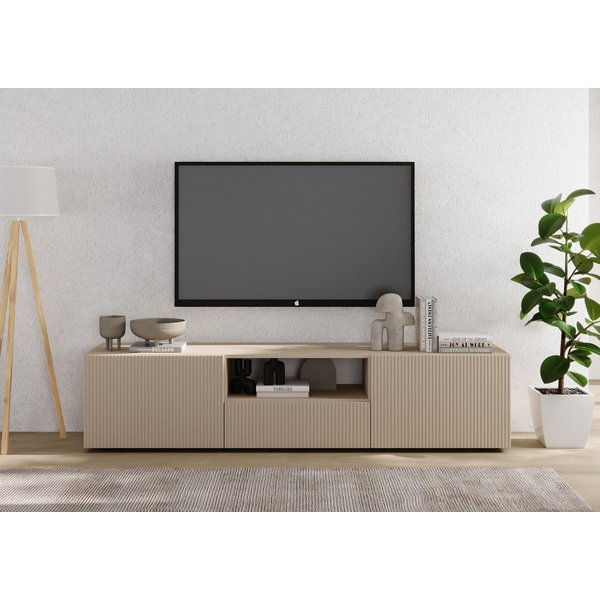 Home affaire Lowboard Rio Breite 181 cm, TV-Board 2 Türen u. 1 Schubkasten, TV-Schrank, geriffelte MDF-Fronten, modern u. elegant, Kabelführung, viel Stauraum