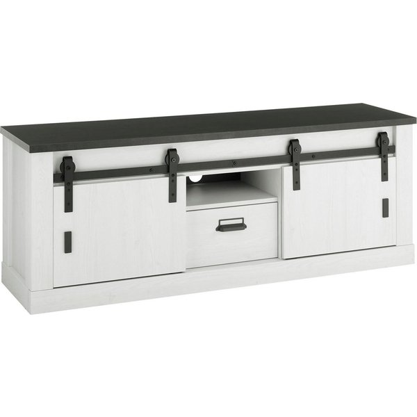 Home affaire Lowboard Sherwood, TV-Unterteil im Industrial-Style, Kommode, TV-Schrank, Scheunentorbeschlag & Apothekergriff, in 2 Farben & Größen erhältlich