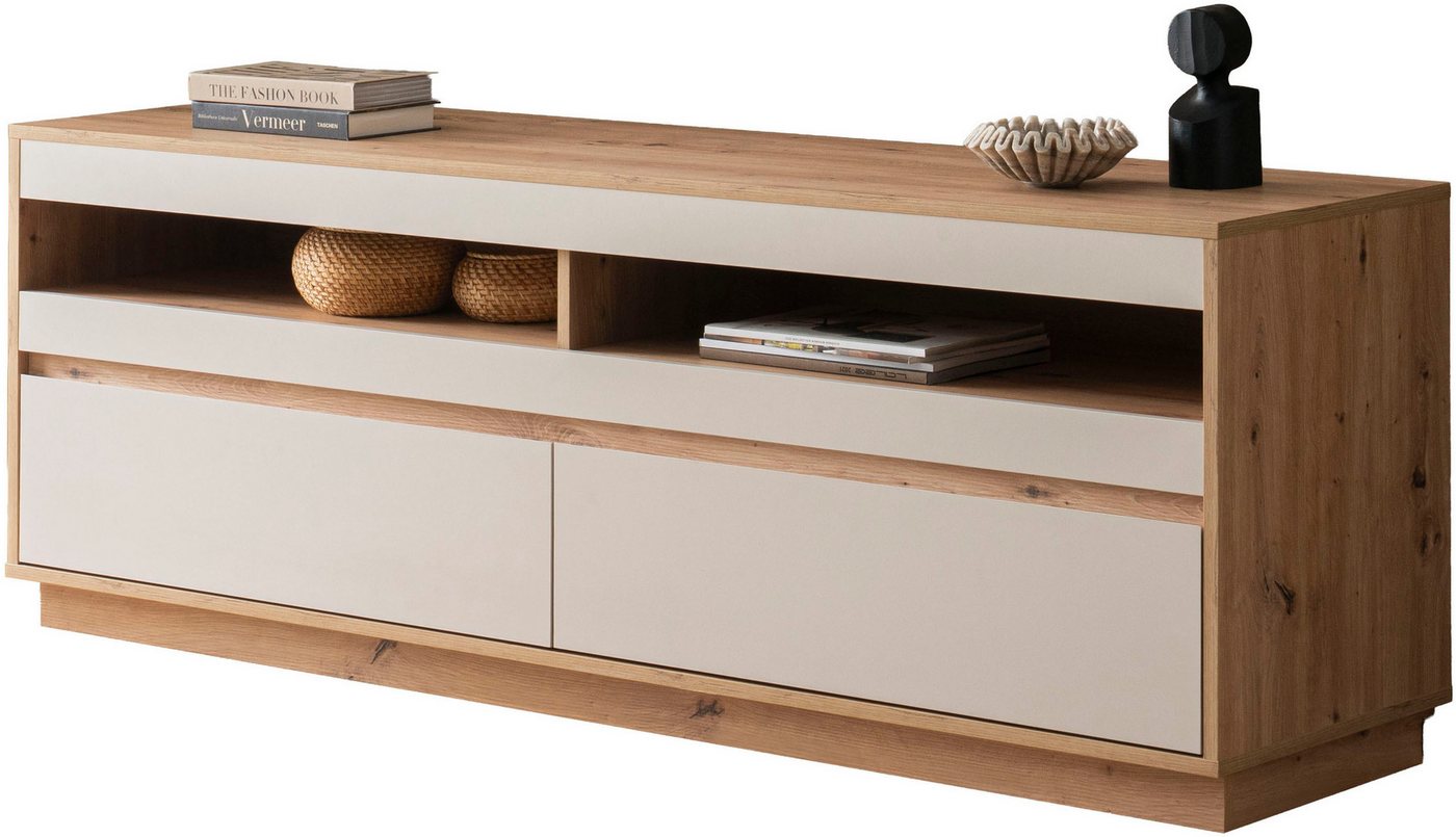 Home affaire Lowboard Sonora, moderner TV-Unterschrank, Kommode in Eiche Artisan, TV-Schrank, filigrane Rahmenoptik, ausreichend Stauraum, vielseitig einsetzbar – Bild 2 von 5