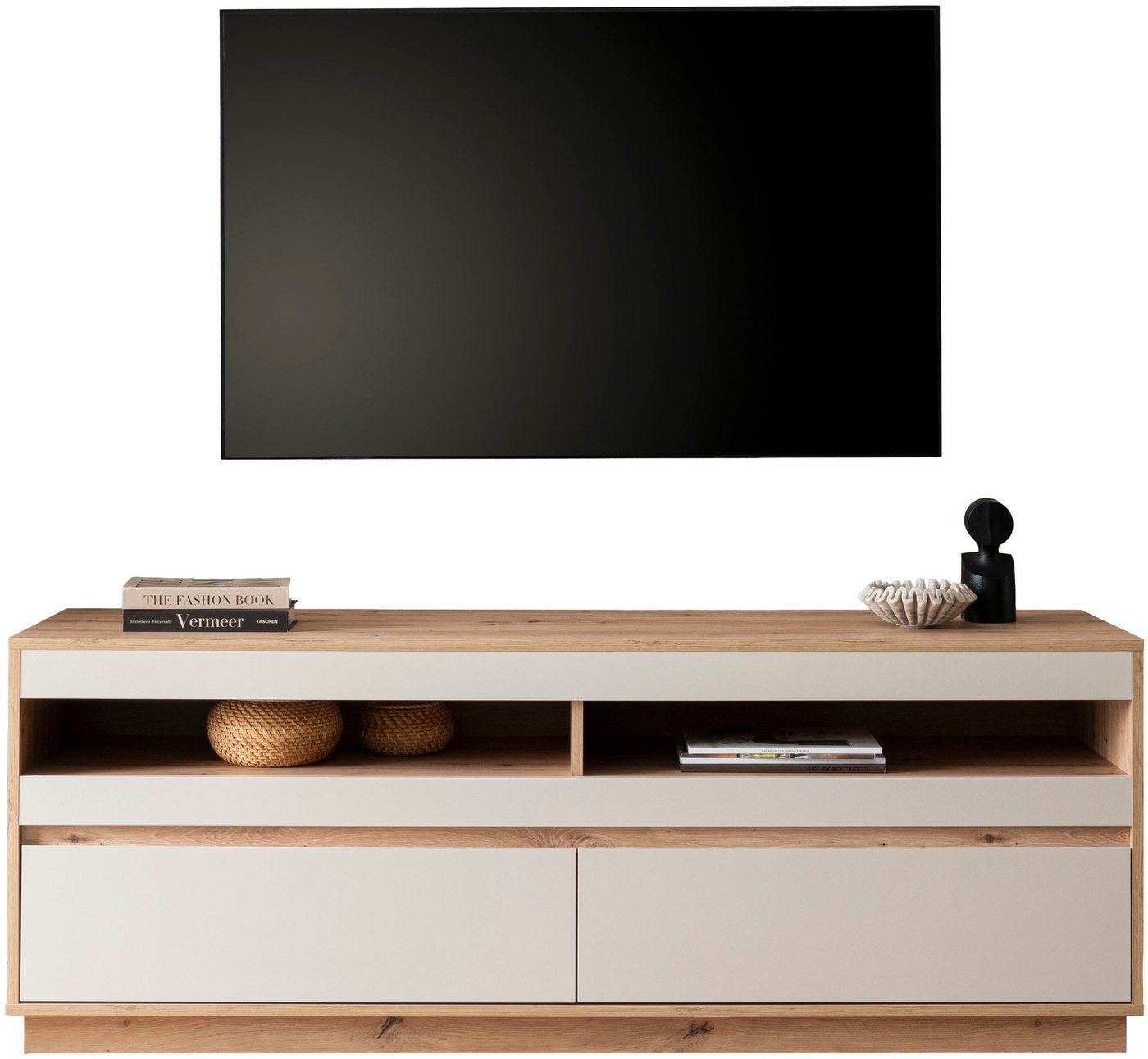 Home affaire Lowboard Sonora, moderner TV-Unterschrank, Kommode in Eiche Artisan, TV-Schrank, filigrane Rahmenoptik, ausreichend Stauraum, vielseitig einsetzbar – Bild 4 von 5