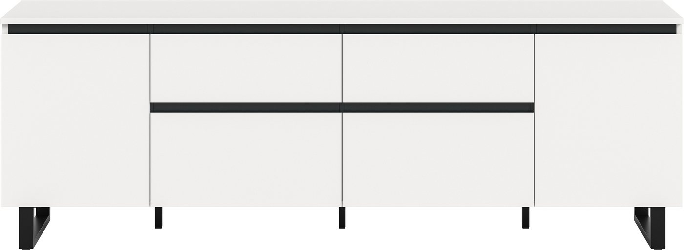 Home affaire Lowboard TOMA, 188cm breit, Metall-Kufen-Fuß, 2 Türen, 2 Schubkästen,2 Klappen, TV-Lowboard, Mediaschrank, Mediaboard, TV-Schrank, Schrank, Board – Bild 3 von 5