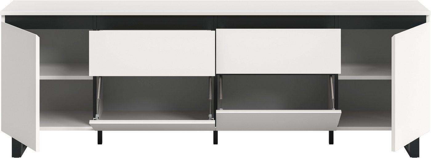 Home affaire Lowboard TOMA, 188cm breit, Metall-Kufen-Fuß, 2 Türen, 2 Schubkästen,2 Klappen, TV-Lowboard, Mediaschrank, Mediaboard, TV-Schrank, Schrank, Board – Bild 4 von 5