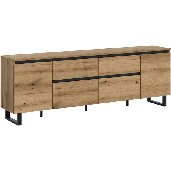 Home affaire Lowboard TOMA, 188cm breit, Metall-Kufen-Fuß, 2 Türen, 2 Schubkästen,2 Klappen, TV-Lowboard, Mediaschrank, Mediaboard, TV-Schrank, Schrank, Board