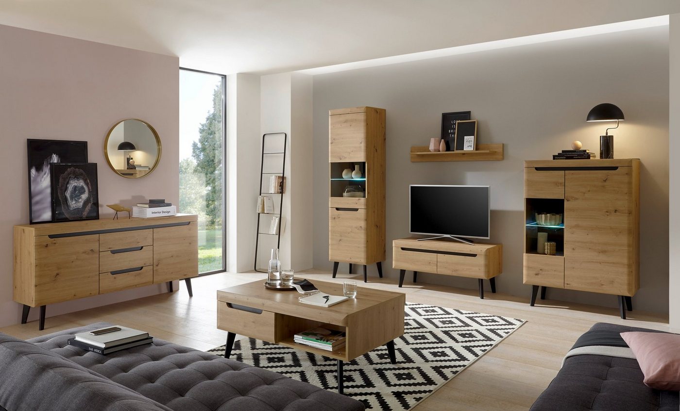 Home affaire Lowboard Torge, TV-Unterschrank, TV-Kommode, Fernsehschrank, TV-Board (1 St), abgeschrägte Füße, drei Farben, Scandi Design, 107 cm breit – Bild 5 von 5