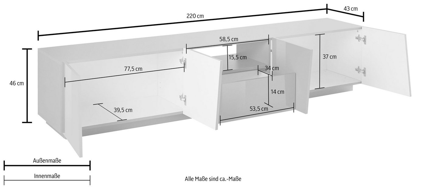 Home affaire Lowboard Vega, Breite 220 cm – Bild 4 von 5