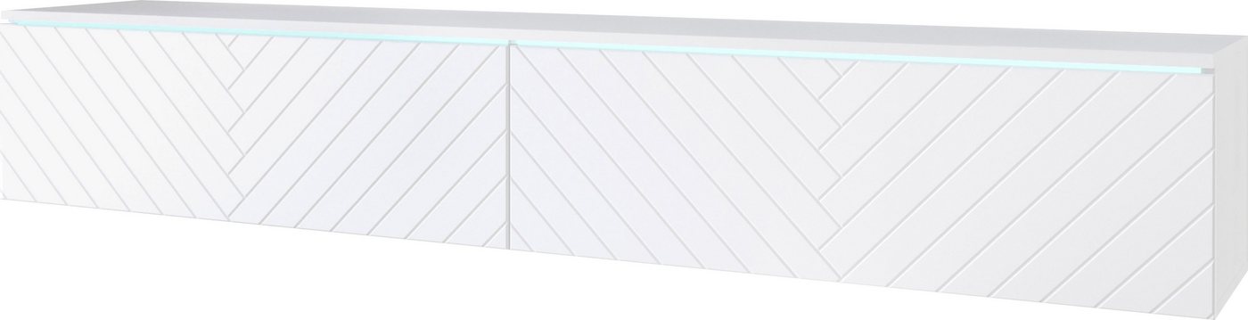 Home affaire Lowboard Vera, wahlweise mit oder ohne Beleuchtung, gefräste MDF Front mit 3D Effekt, stehend und hängend montierbar – Bild 2 von 5