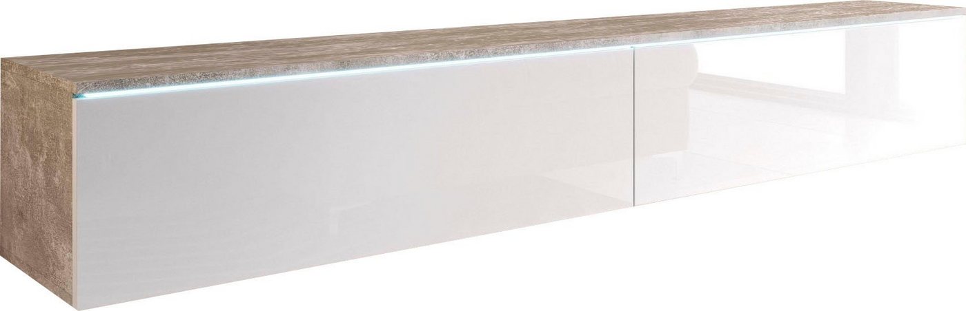 Home affaire Lowboard LOWBOARD VERA, wahlweise mit oder ohne Beleuchtung, Modernes griffloses TV-Board, 180 cm TV-Schrank, stehend und hängend – Bild 2 von 5